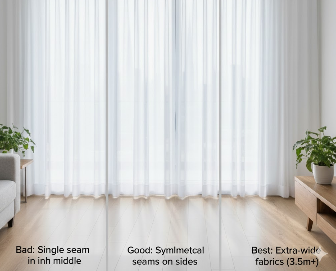 Seam placement in wide curtain panels